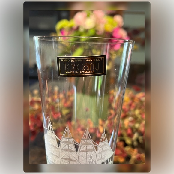 Toscany-Vintage-Set of Four Hand Blown Clipper Ships Pilsner Glasses-Romania - Picture 4 of 6